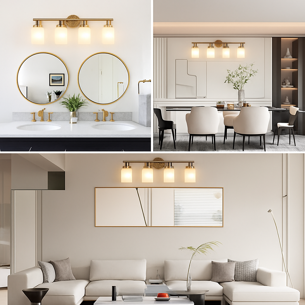 Gold Bathroom Vanity Light - Modern 5-Light Wall Fixture
