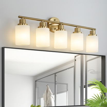 Gold Bathroom Vanity Light - Modern 5-Light Wall Fixture