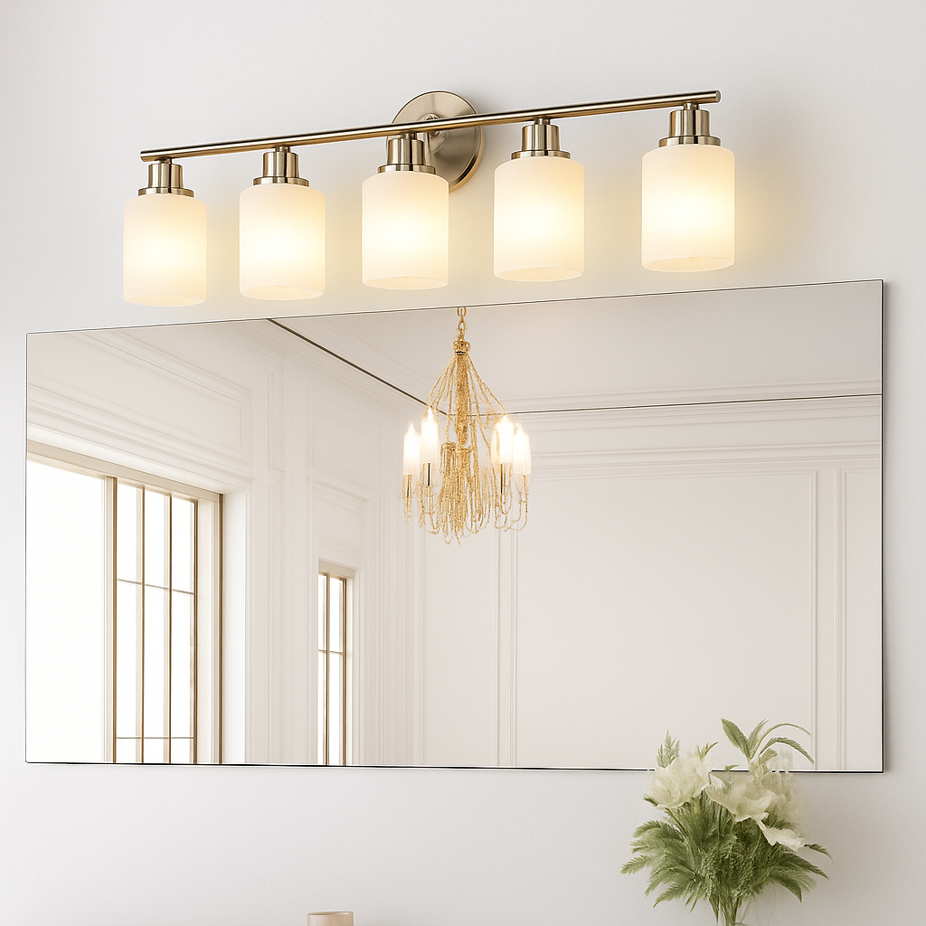 Gold Bathroom Vanity Light - Modern 5-Light Wall Fixture
