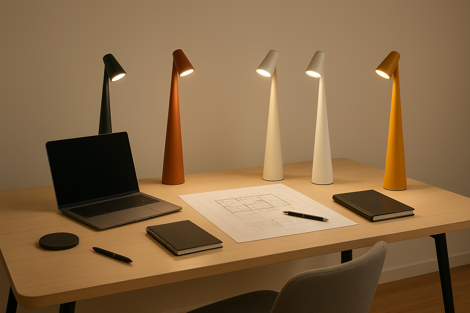 Contemporary Desk Illuminators in modern workspace